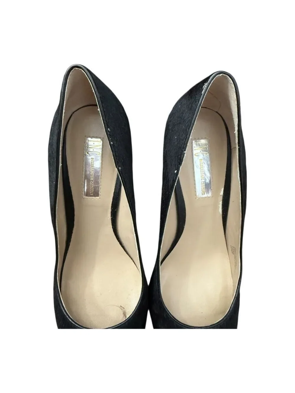 INC International Concepts Women’s Size 10M Black Pony Hair Wedge Heels